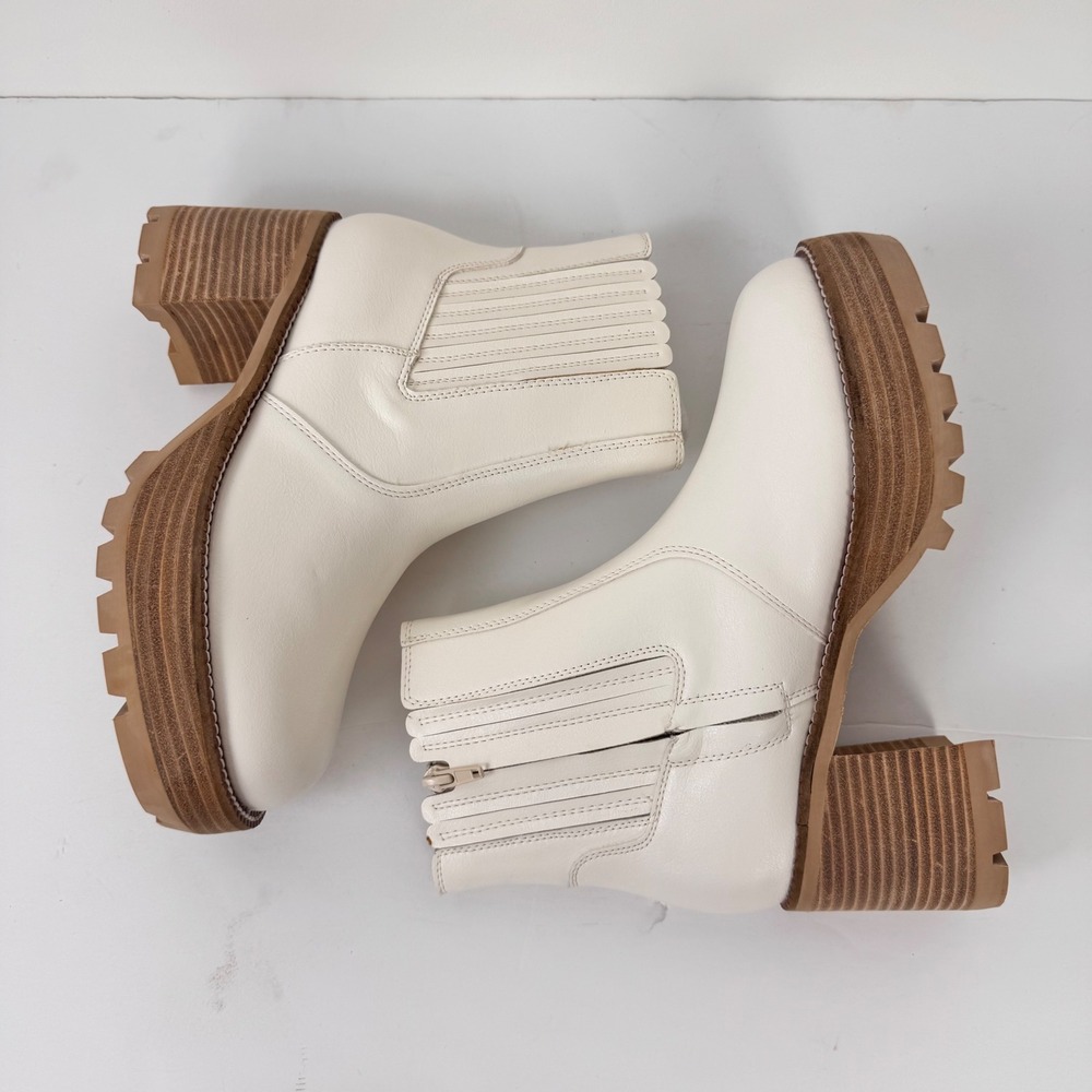 Oasis Society Aubrey Boot Women 8 White Platform Lug Sole Ankle Block Heel - Picture 2 of 14